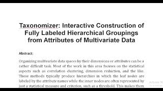 Taxonomizer Interactive Construction of Fully Labeled Hierarchical Groupings from Attributes of Mult [upl. by Thrasher]