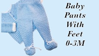 LEFT Handed Baby Boy Set How to crochet newborn baby pants with feet 06M Crochet for Baby172 [upl. by Baker534]