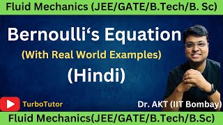 Bernoullis Equation With Real World Examples and Derivation AKTHindi [upl. by Nylzzaj]