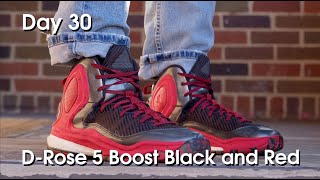 Adidas DRose 5 Boost Black and Red Detailed Look and Review [upl. by Asihtal]