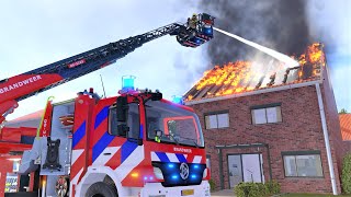 Emergency Call 112  NEW Ladder Truck Mission Roof Fire 4K [upl. by Ettecul]