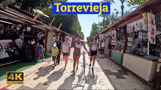 Torrevieja Costa Blanca Spain Saturday Morning Walking Tour 4K 071023 🇪🇸 [upl. by Ellehcan597]