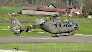 Eurocopter TH05 EC635P2 Swiss Air Force Landing at Meiringen Air Base [upl. by Tallia850]