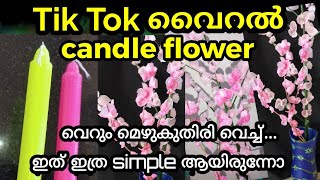 Candle Flower wax flower making  simple and easy candle flower makingTIK TOK trending flower [upl. by Gwenny]