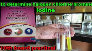 To determine halogen chlorine bromine iodine practical maharastraboard 10thclass sscpractical [upl. by Ahsea342]