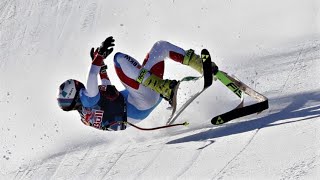 Swiss skier Urs Kryenbuehl crashes on final jump in Kitzbuehel downhill  NBC Sports [upl. by Aneem]