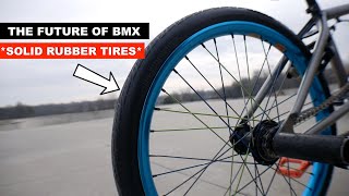 SOLID RUBBER TIRES   Is This The Future Of Bmx [upl. by Anizor]