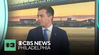 Transportation Sec Pete Buttigieg talks Philadelphia shipyard jobs bridge funding SEPTA concerns [upl. by Akkim]