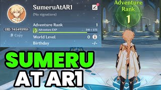 Breaking into Sumeru at Adventure Rank 1 Genshin Impact [upl. by Greenwood]