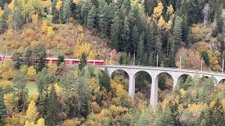 Train passes over World Heritage Landwasser Viaduct [upl. by Tess568]