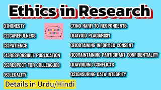 Ethics in ResearchEthical Principles in Research details and explanation in Urdu Hindi [upl. by Huttan]