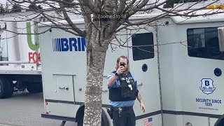 VIKING LOOKING BRINKS SECURITY GUARD ACTS AS IF HES NEVER SEEN A CAMERA BEFORE [upl. by Ailla]