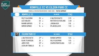 Rowville CC v Eildon Park CC [upl. by Nywroc60]