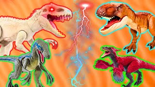 GIANT Therizinosaurus TREX Indominus Rex  Jurassic World Dino Extreme Damage Collection [upl. by Eixam]