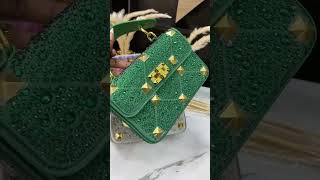 VALENTINO STUDDED BAG WITH BOX ₦27k HAS A LONGER CHAIN HANDLE [upl. by Anoet507]