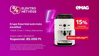 Elektro hétvége az eMAGon Krups Essential kávéfőző 15 mennyiségi kuponkedvezménnyel 85000 Ft [upl. by Ellac]