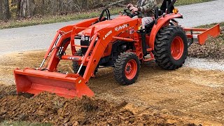 Grading Driveway with my Kubota Episode 17 kubota kubotatractor [upl. by Aitropal]