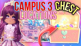 ROYALE HIGH CAMPUS 3 ALL OF THE CHEST LOCATIONS [upl. by Sybley]