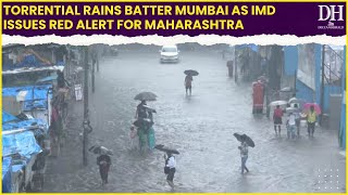 IMD issues red alert for Maharashtra Torrential rains batter Mumbai [upl. by Illil]