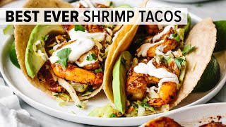 BEST SHRIMP TACOS  a serious flavor explosion [upl. by Arotal]