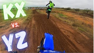 YZ125 vs KX125 WIDE OPEN RACING [upl. by Ssidnak]