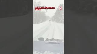 Dramatic Dashcam Video Shows Car Crash Into Plow While Passing Semi In New York [upl. by Ardekal]