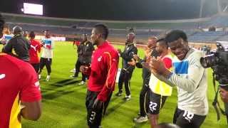 Ghana players sing before their World Cup playoff against Egypt in Cairo [upl. by Max]