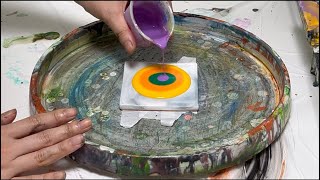 diversity of colors creating cells on coasters  pouring paint technique  플루이드아트 [upl. by Monia110]