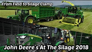 John Deeres At The Silage 2018  From Field To Silage Clamp [upl. by Glogau]