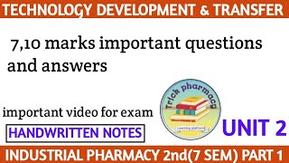 Technology development and transfer  industrial pharmacy 7 semester  Trickpharmacy [upl. by Ococ929]