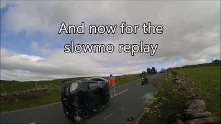 UK Cammer flips his Toyota Yaris as he tries to avoid oncoming overtaker [upl. by Ringsmuth328]