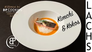 Gebratener Lachs mit KimchiSauce und Kokosschaum lecker Fisch für kalte Tage [upl. by Harvie952]