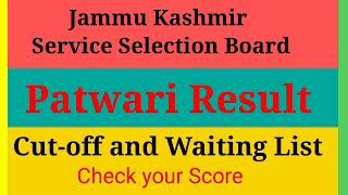 JKSSB PATWARI ResultCutoff and Waiting List jkssbpatwari jkssb [upl. by Cleasta]