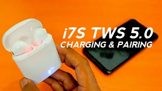 I7s TWS Charging amp Pairing instruction  How to charge and pair I7s TWS wireless Bluetooth Earphones [upl. by Morgenthaler655]