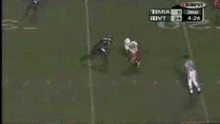 2003 VT vs Miami  Vegas Robinson 1 arm Kellen Winslow tackl [upl. by Else]