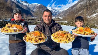 RECIPE FOR TRADITIONAL AZERBAIJANI PILAF REAL VILLAGE CUISINE NO TALK [upl. by Yretsym]