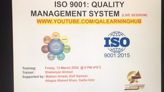 ISO 90012015  Trainer Shaharyar Ahmed  English  Live Session [upl. by Nellda]