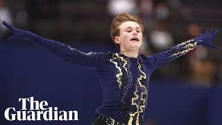 Teenage figure skater Ilia Malinin lands first quad axel in competition history [upl. by Homer685]