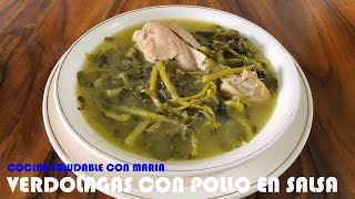 VERDOLAGAS CON POLLO EN SALSA VERDE SS  COCINA SALUDABLE CON MARIA [upl. by Surad]