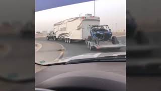 GMC 3500 60L patrol 2013 towing 26k pound double trailer RV in UAE [upl. by Vernon]