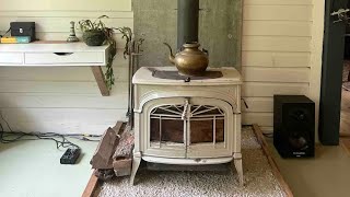 Starting a fire in the Vermont Casting Encore woodstove [upl. by Irrabaj]