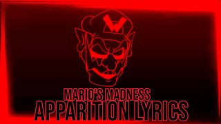 Friday night funkin  APPARITION LYRICS  Marios madness mod  Boyfriend vs Wario Lyrics español [upl. by Nnayd696]