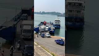 Big truck crosses the river by boat ferry crosses the river boat racer life photos beautiful sc [upl. by Idelle577]