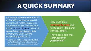 Process technology hot topics passivation comparison SiCMOS and GaN SiC power devices [upl. by Kunin946]