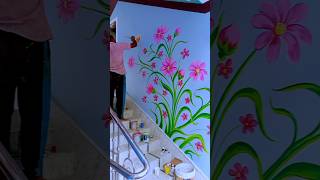 Wall painting design ideawall art flower design shorts short art design painting [upl. by Odirfliw]