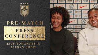 PREMATCH PRESS CONFERENCE Lily Yohannes amp Jaedyn Shaw  December 2 2024 [upl. by Evad]