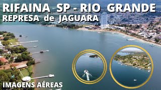 RIFAINA SP às margens da represa de Jaguara no rio Grande com prainhas lanchas jet ski e piers [upl. by Enilaf562]