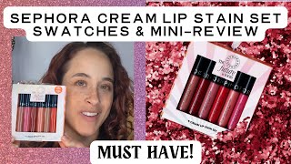 SEPHORA BLACK FRIDAY MUSTHAVE Holiday 2023 Cream Lip Stain Set Swatches amp MiniReview [upl. by Dibb]