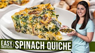 Easy Crustless Spinach Quiche [upl. by Ateikan849]