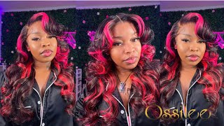 START TO FINISH PRE COLORED PINK HIGHLIGHTED 13X6 WIG INSTALL  BOMBSHELL CURLS FT OSSILEE HAIR [upl. by Abert508]